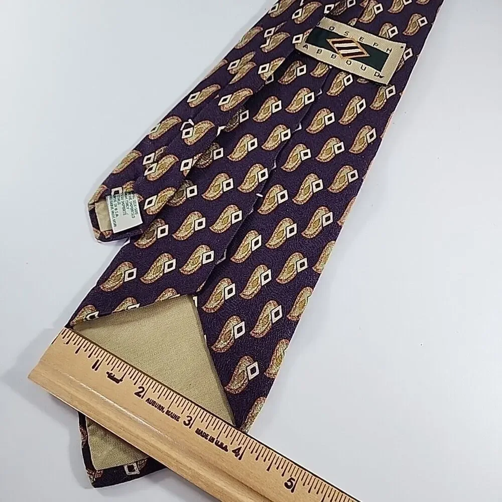 Joseph Abboud Burgundy Patterned Silk Tie Necktie - Made in USA - Like New